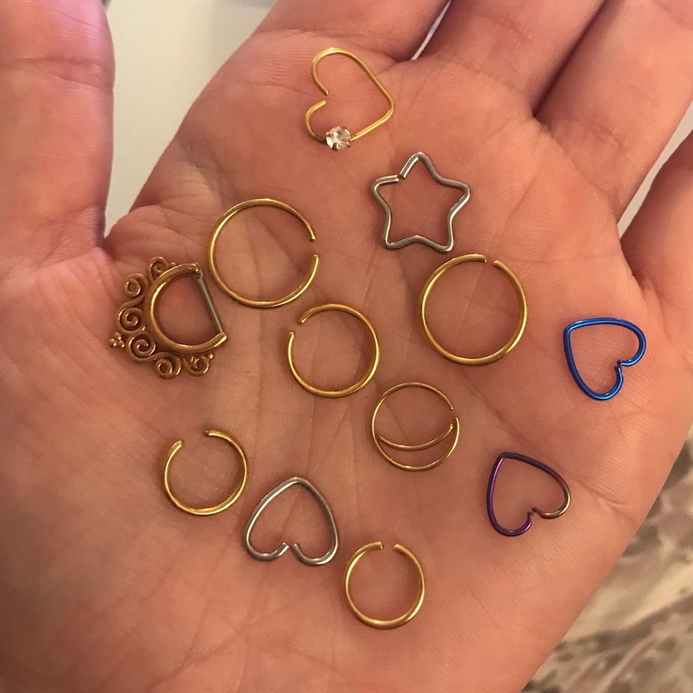Nose hoop rings and ear piercings bonus pack!